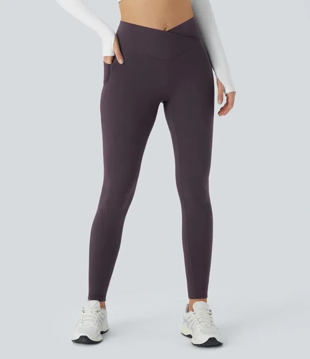 Halara Patitoff 2.0 Leggings Womens Small Purple Plum High Rise Pockets Yoga‎
